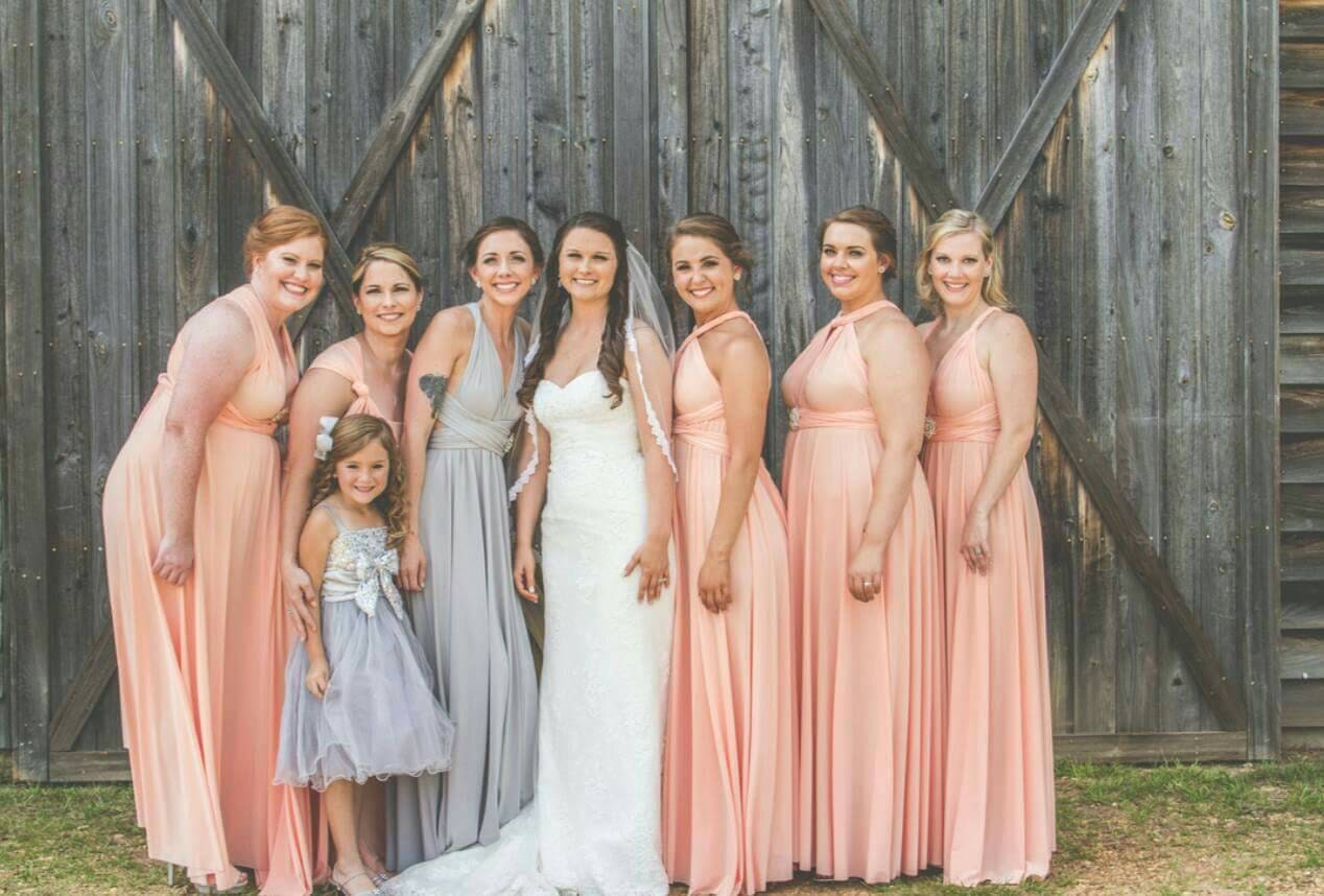 peach maternity bridesmaid dresses Alaska Maternity Chiffon Gown in Peach Blush