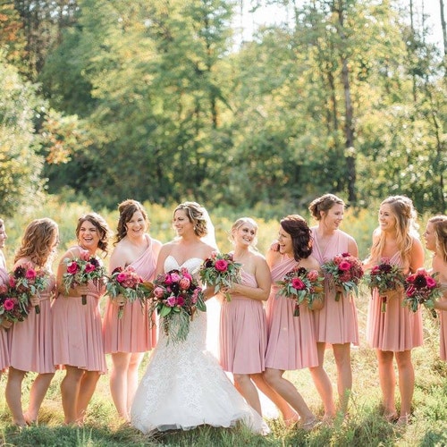 Blush Pink SHORT Infinity Dress Convertible Formal Multiway | Etsy
