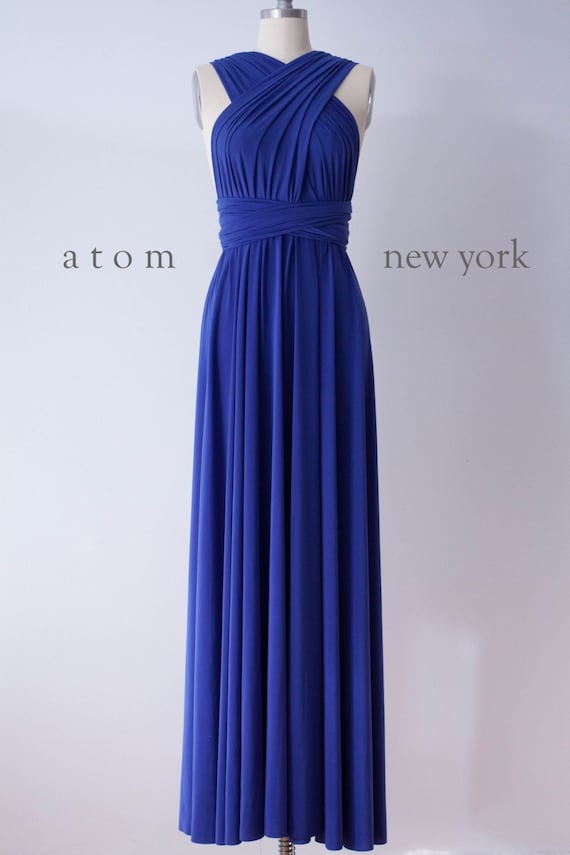 Vestido de fiesta largo hasta el suelo en color azul real, vestido