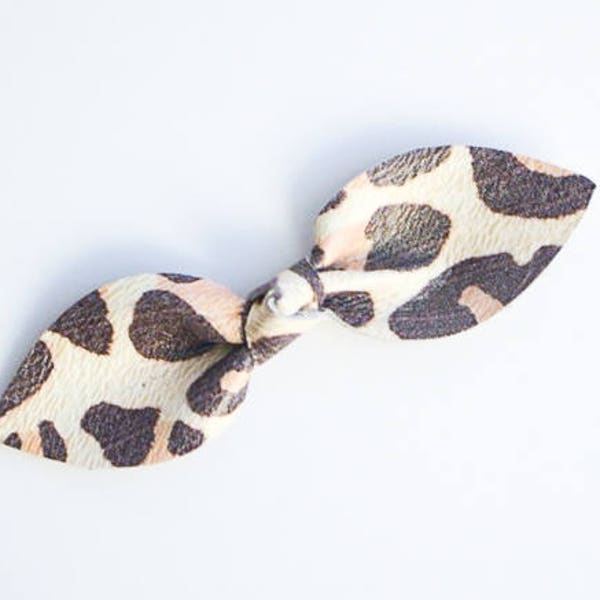 SALE! Leopard Leather Bow Headband/ Leather Baby Bows/ Leather Bows/ Baby Headband Bow/ Leather Headband/ Knot Bow Headband