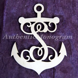 Monogram Wooden Anchor - Nautical Monogram Letter Home Decor - Anchor Door Hanger - Monogram Anchor Wall Sign - Beach Wedding Design - 3106