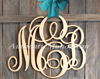 24 Wooden Monogram - Home Decor - Wedding Decor - Initial Door Hanger - Nursery Monogram - Milen Script