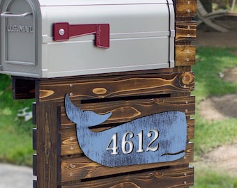 Whale House Number Sign - Coastal Address Sign - Beach House Numbers - Mailbox Sign - Nautical Outdoor Decor - Housewarming Gift - MA985162