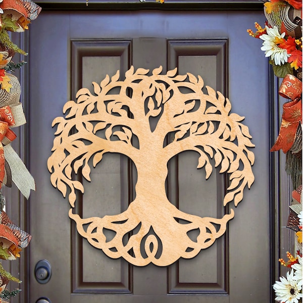 Tree of Life Wall Art - Celtic Wall Hanging - Wooden Home Decor - Housewarming Gift -  Wedding Gift - Natural Wood Sign - 93167H-20