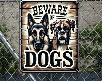 Beware of Dogs Wooden Sign – Handcrafted Birch Plywood Wall Décor – Indoor & Outdoor UV-Coated Dog Warning Sign – Made in USA - 961062