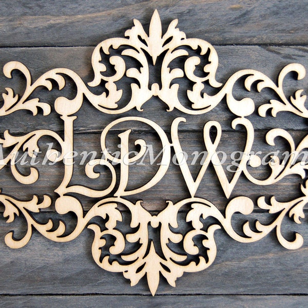 Personalized Gift  Wooden Monogram -  VICTORIAN FRAME - Unpainted Monogram Home Decor - Wedding Decor -  Door Hanger - Office Decor -