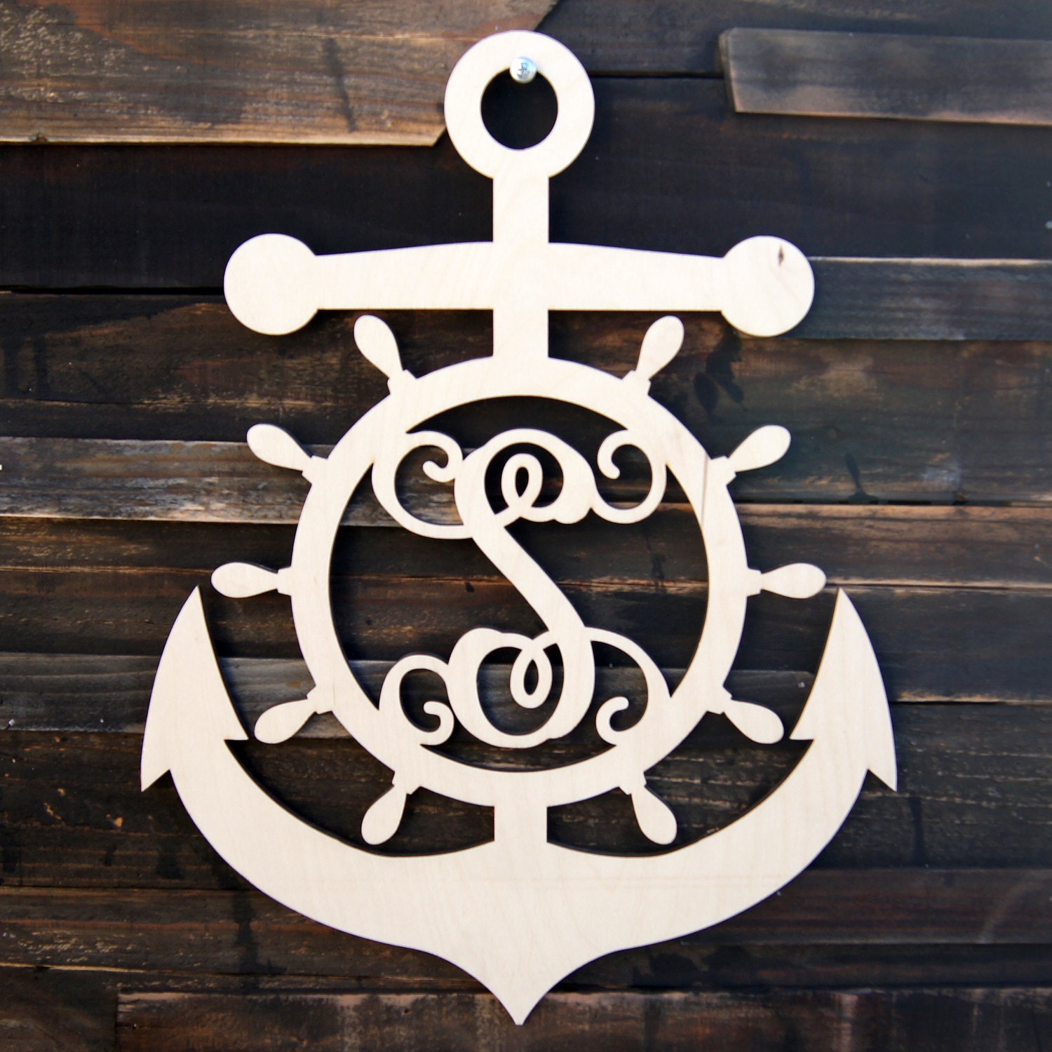 Download ANCHOR Single Letter steering wheel Wooden Monogram ...