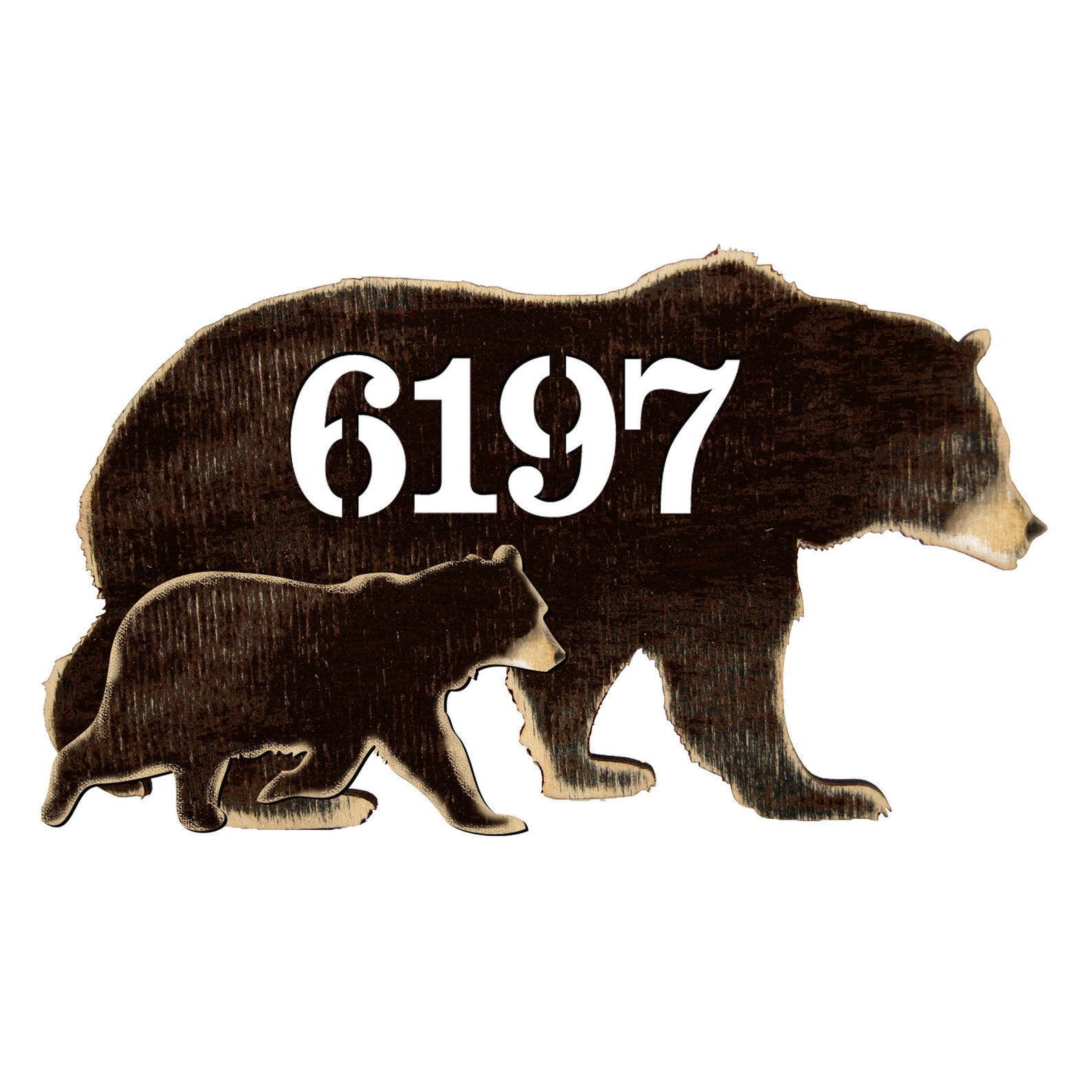 House Numbers Log House Door Sign Bear Family House Number Etsy