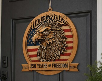 Eagle Wall Decor: 250 Years of Freedom, Rustic Wood (18.5 inch) - 8652876H