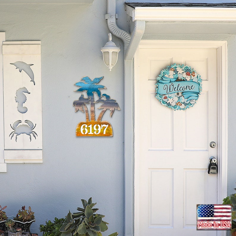 Door Numbers Sign MA8198415 Palm Trees House Number Plaque House Numbers Beach House Numbers House Number Plaque