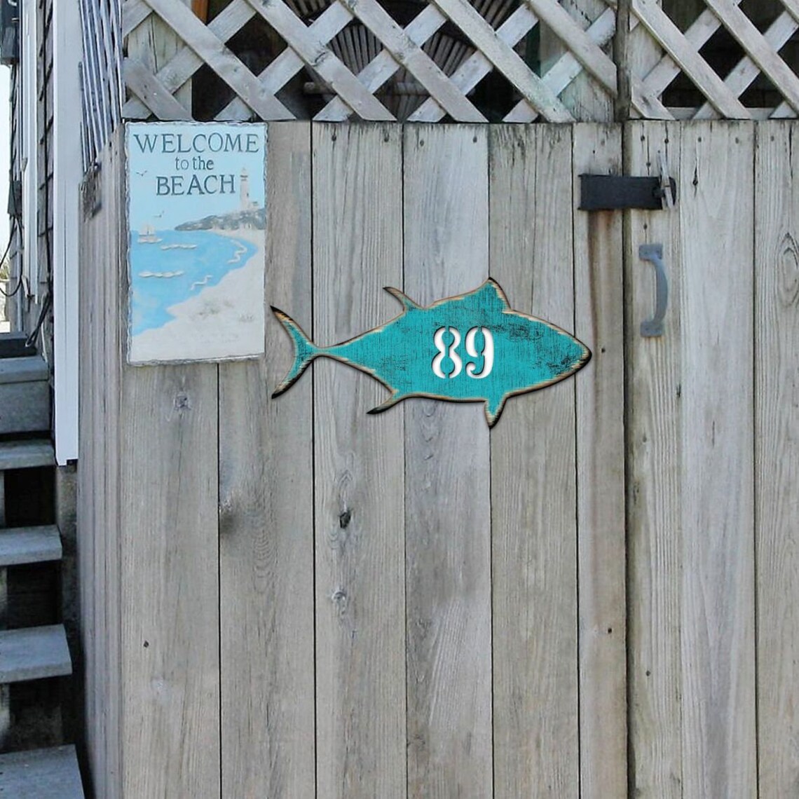 Tuna Fish Address Sign - Coastal House Number Sign by G Debrekht ...