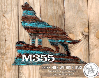 House number | Address Number | Wolf House Number Plaque | Log House Door Numbers Sign MA98227
