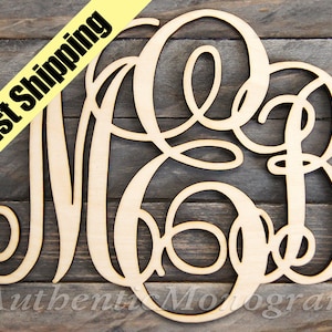 24 Wooden Monogram Unpainted - Monogram Wall Hanging - Rustic Wedding Door Hanger - Nursery Decor - Housewarming Gift