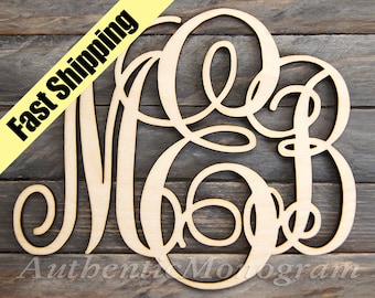 Wooden Monogram Unpainted or Painted - Monogram Wall Hanging for Rustic Wedding Decor or Door Hanger Handmade in the USA