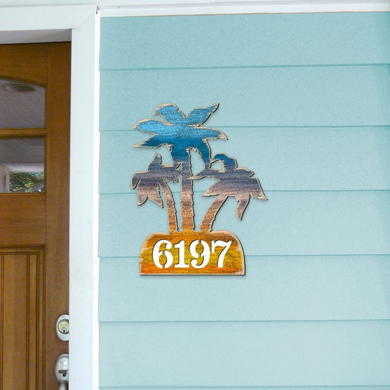 Door Numbers Sign MA8198415 Palm Trees House Number Plaque House Numbers Beach House Numbers House Number Plaque