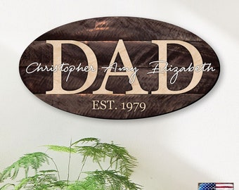 Custom Dad Gift - Fathers Day Personalized Gift - Office Decor - Custom Gift for Dad - Designer Wooden Decor -  961030