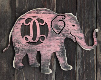 Personalized Single-Letter Elephant Wooden Shape - Nursery Decor - Monogram Elephant Wall Sign - L98229G1 USA-Made