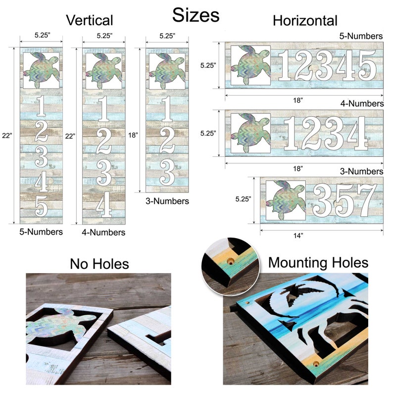 This Sea Turtle House Number Plaque is a stunning and functional piece, perfect for coastal homes, beach houses, and lakefront properties.