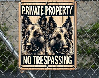 Private Property No Trespassing Wooden Sign – Handcrafted Rustic Dog Sign by Designocracy – Indoor & Outdoor Birch Plywood Décor - 961063