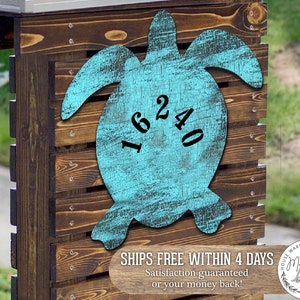 House Number - Address Number - House Numbers - Coastal Door Numbers Sign - Turtle House Number Plaque - Custom Home Address Sign MA985182