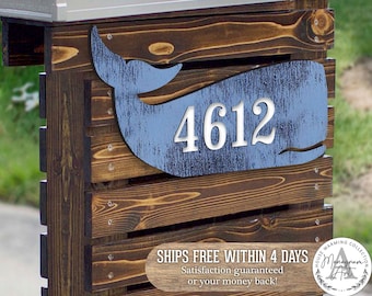 House Numbers - Whale House Number Sign - Mailbox Numbers - Beach House Numbers - Coastal Door Numbers Sign - Housewarming Gift - MA985162