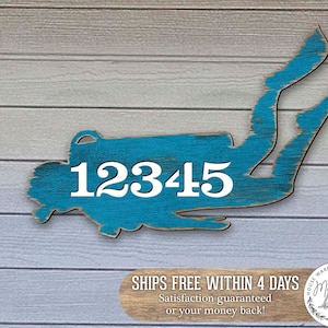 Scuba Diver Address Sign - Coastal Home Decor - House Number Plaque - Door Number Sign - Custom Home - MA98446 - USA-Made