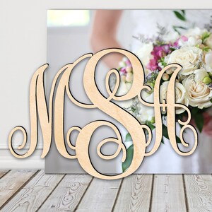 Extra Large Wooden Monogram Wall Hanging - Wood Monogram Decor for Home Weddings and Events - Unpainted Wall Art with Customizable Letters