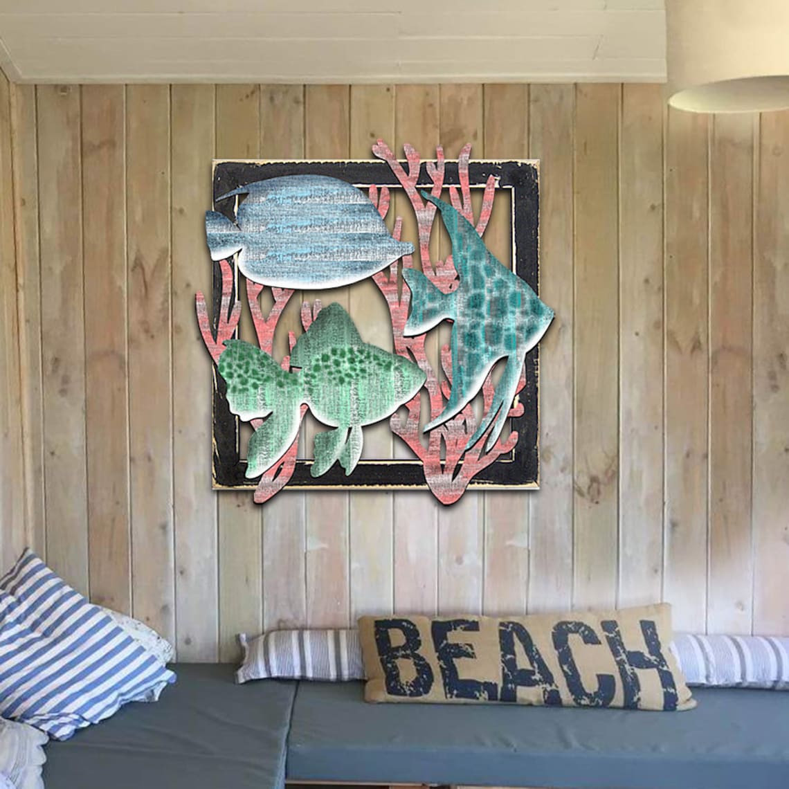 Coastal Wall Art Wood Beach Decor Wall Art TROPICAL FISH Etsy