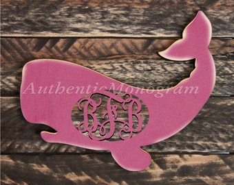 Home Wooden Decor - Whale Silhouette - Personalized Wooden Monogram - Beach House Sign - Ocean Wall Decor  - Nursery Sign -  Unpainted