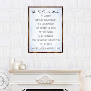 The Ten Commandments - Wooden Religious Wall Art - Living Room Decor Christian Wall Art - Scripture Sign - Bible Verse - Bible Quotes 310344