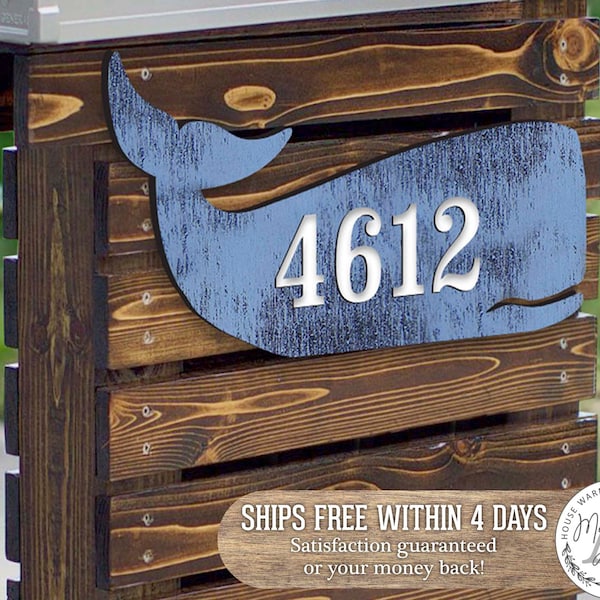 SALE!!House Numbers - Whale Number Plaque - Beach House Numbers - Coastal Numbers Sign - Custom Home Address Sign - Mailbox Decor - MA985162