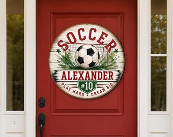 Custom Hockey Door Hanger - Personalized Name and Number Sign - 8652890H