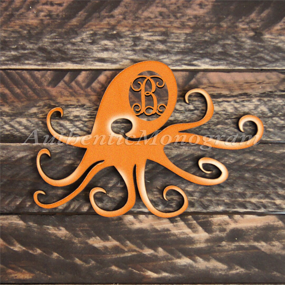 Coastal Wood Wall Art Single Letter Octopus Decor Beach House Sign Sea