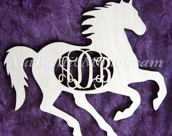Horse Decor - Horse Name Sign - Horse Monogram Door Hanger - Vine Script Letters - Equestrian - Horse Rider - Barn Decor - Made in USA 93131