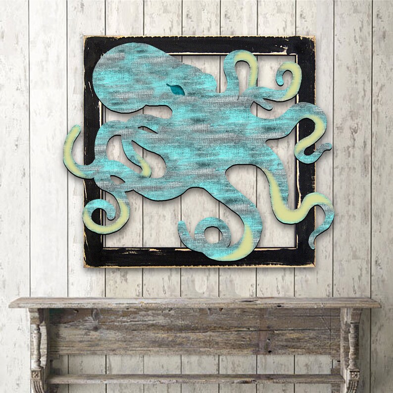 Coastal Wall Art Wood Beach Decor Wall Art OCTOPUS RUSTIC Etsy