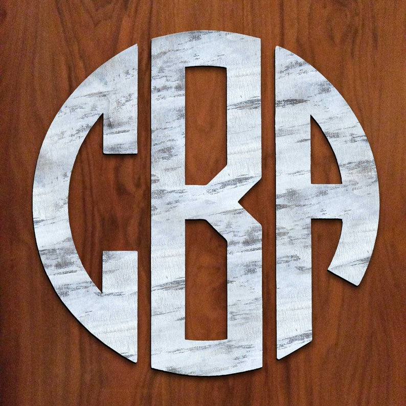 Monogram Cba 36 Large Wood Monogram - Circle Script - Unpainted or Painted - Home ...