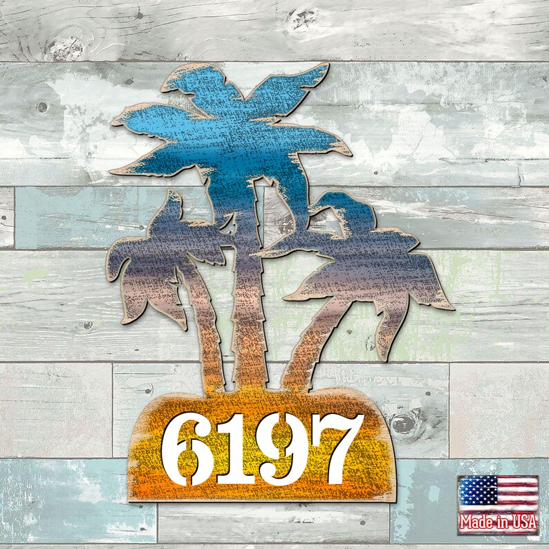Door Numbers Sign MA8198415 Palm Trees House Number Plaque House Numbers Beach House Numbers House Number Plaque