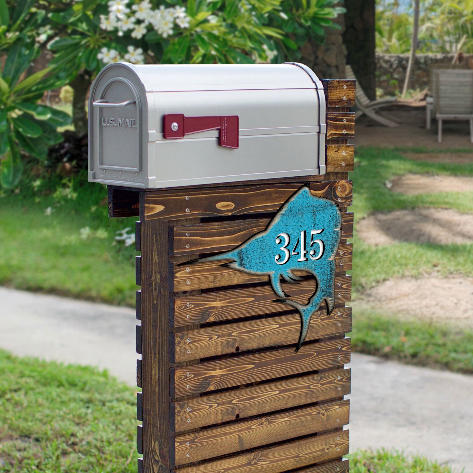 Fish Address Sign - House Number Plaque - Beach Wooden House Numbers ...