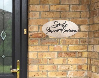 Smile You Are on Camera sign, Business sign, Made in the USA sign, Made from wood, Security camera sign - 320339