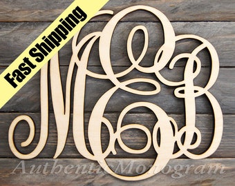 Wooden Christmas Gifts Monogram Wall Letters Unpainted - Monogram Wall Hanging - Wedding Decor - Door Hanger - Nursery Made in USA