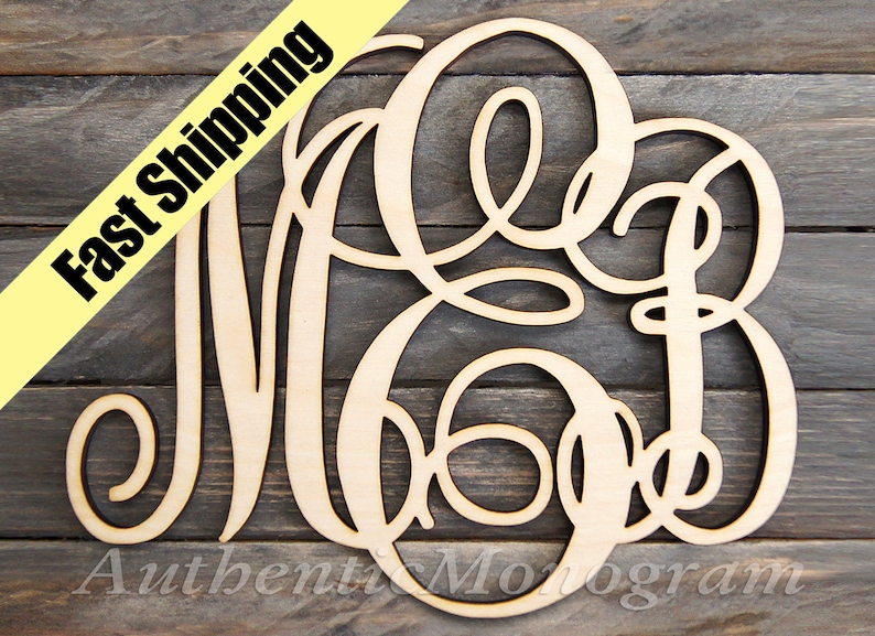 Fast 3 Letter Wooden Monogram Unpainted or Painted OFFICE 24 inch Wooden Monogram SALE monogram decoration personalized custom wall hanging image 3