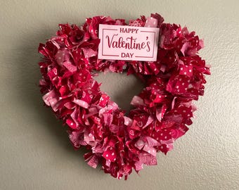 12 inch Valentine Rag Wreath