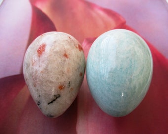 Reiki Infused AMAZONITE / Sunstone Yoni Egg | Easter Yoni  Egg | Divine Light | Handmade Yoni Egg | Kegel Yoni Massager / Massage Tools