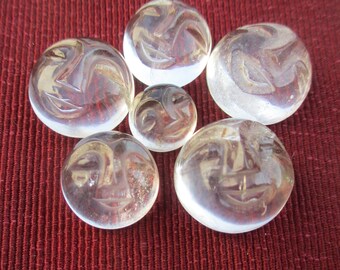 Cara de luna de cristal / Cara de Buda de esfera de cristal / Cara de luna de cuarzo transparente / Fabricación de cara de luna para joyería Seis caras