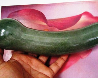 9.5" Green Jade Curved JUMBO EXTRA LARGE Massage Wand | Yoni Wands | Healing | Jade Dildoslip | Dildoes Women Free Gift Bag