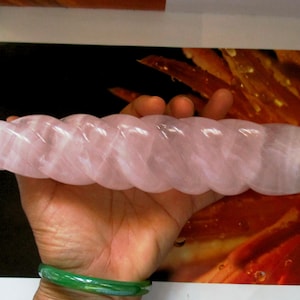 Handmade Rose Quartz Massage Wand: Twisted Acupressure Healing Crystal
