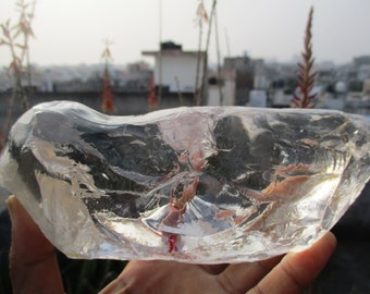 RARE Jumbo / 5950 Cts Cristal de cuarzo transparente / 95% impecable natural crudo áspero / Mostrar pieza con autocuración / AAA+