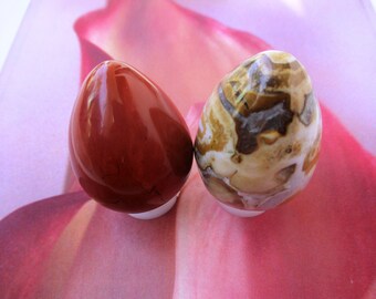 Yoni Egg Red Jasper/ Ocean Jasper Handmade Yoni Egg, Spiritual Healing Kegel Exercise , Yoni Massage With Free Gift Bag , Healing Yoni Egg .