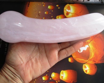 9.5" JUMBO EXTRA LARGE Rose Quartz Curved Handmade Magic Healing Crystal Wand Yoni Shakti Massage Wand Dildo Sexytoy Jade Massager Free Gift