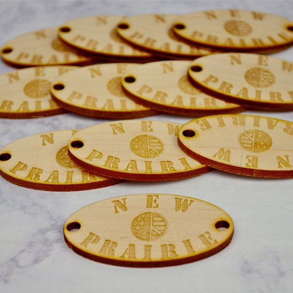 YOUR OWN LOGO! Custom Wooden Labels-  Personalized Wood Tags - Free Engraving!